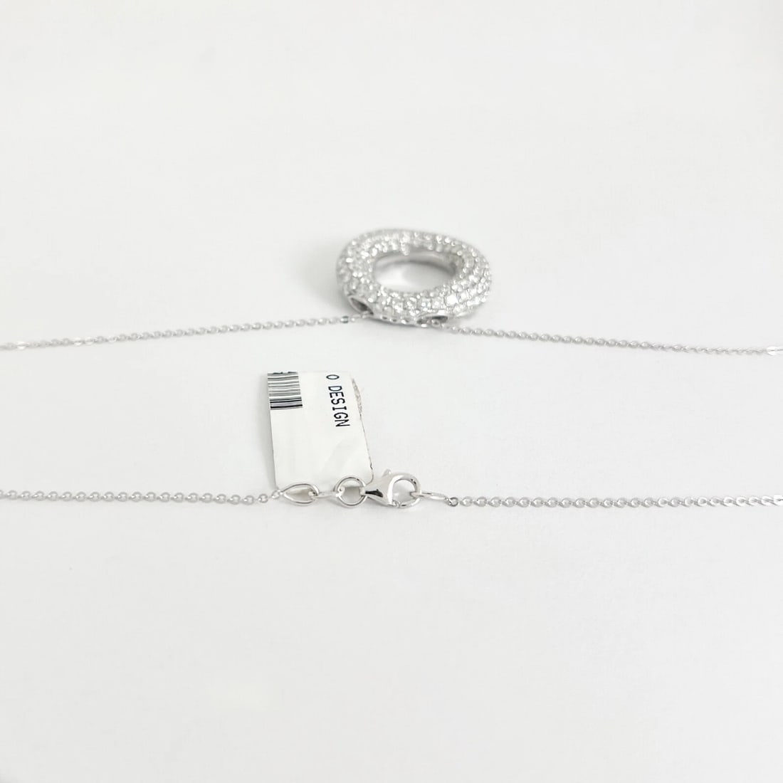 Pave Diamond Open Puff Circle Pendant Necklace 18K 14K White Gold, 3.34 CTW - 7