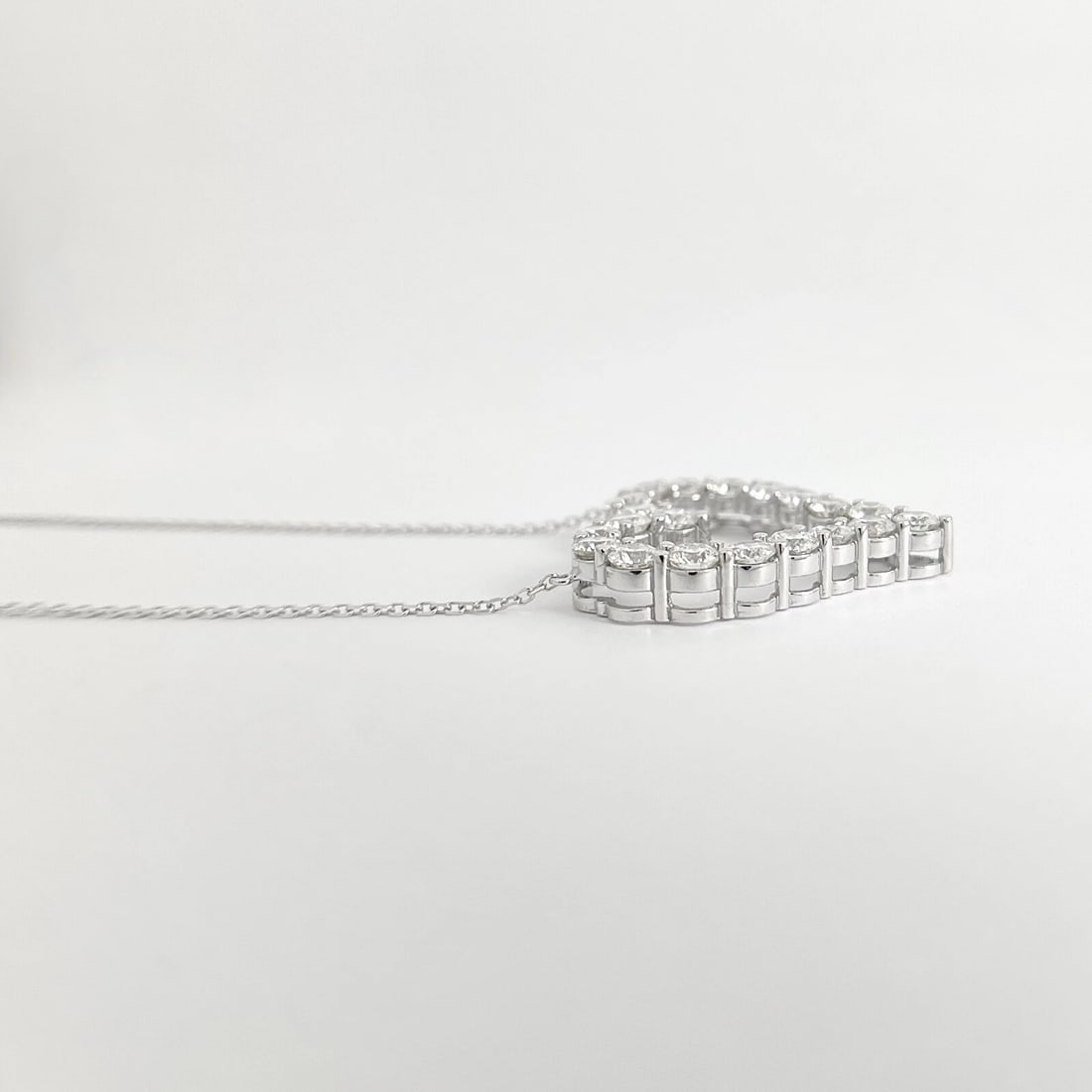 Large Open Diamond Heart Pendant Necklace 14K White Gold 4.92 CTW - 5