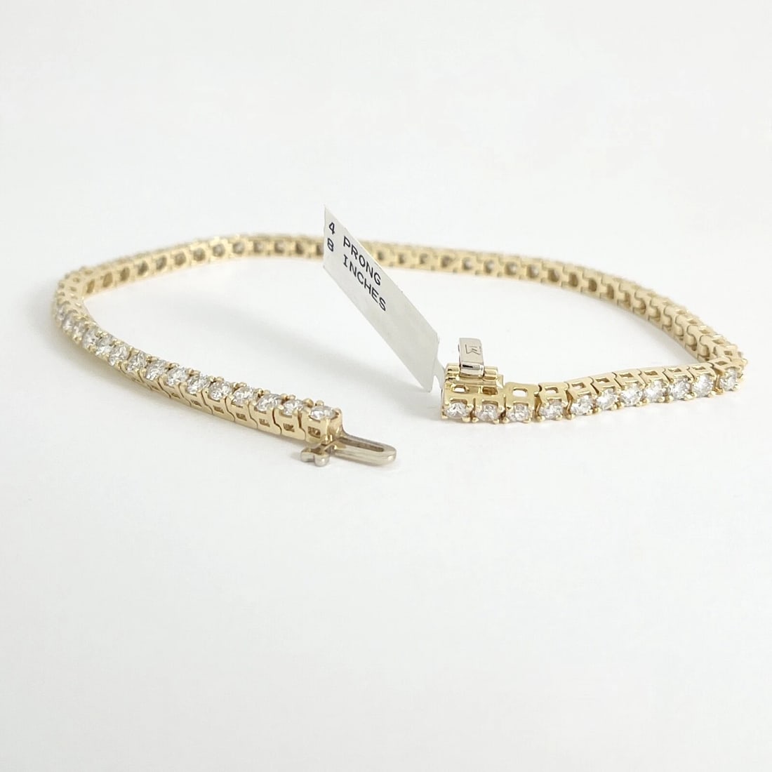 Round Diamond Tennis Bracelet 14K Yellow Gold, 8 Inches, 4.48 CTW - 6