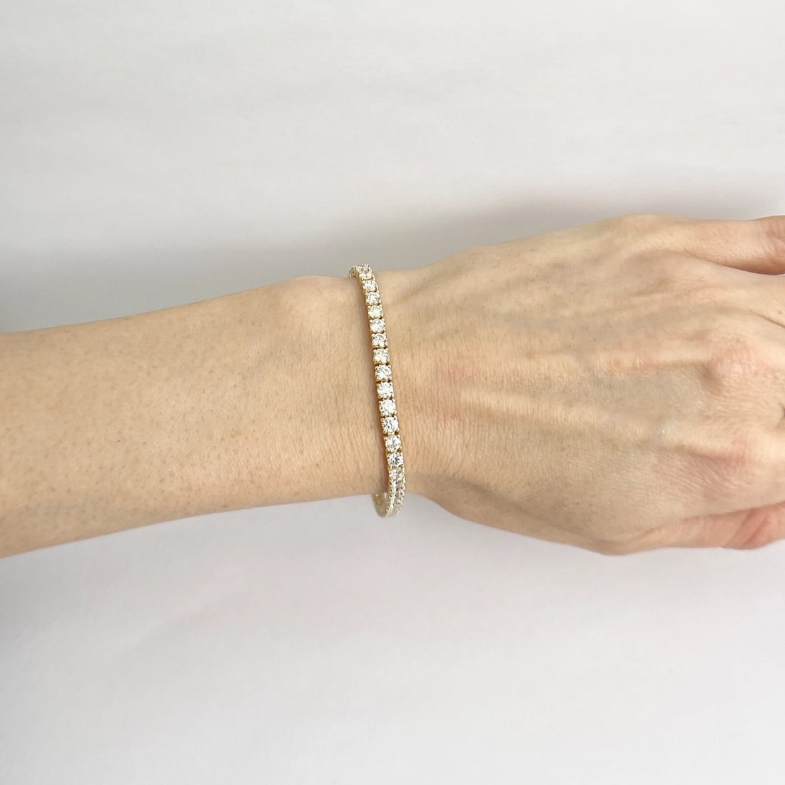 Round Diamond Tennis Bracelet 14K Yellow Gold, 7 Inches, 6.59 CTW - 3