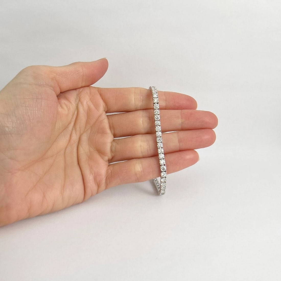 Round Diamond Tennis Bracelet 14K White Gold, 7 Inches, 7.07 CTW - 2