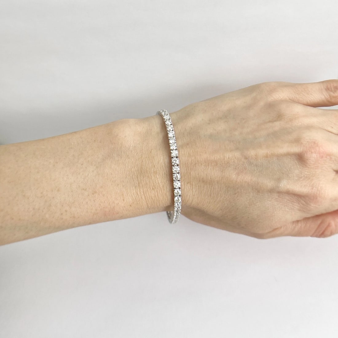 Round Diamond Tennis Bracelet 14K White Gold, 7 Inches, 7.07 CTW - 3