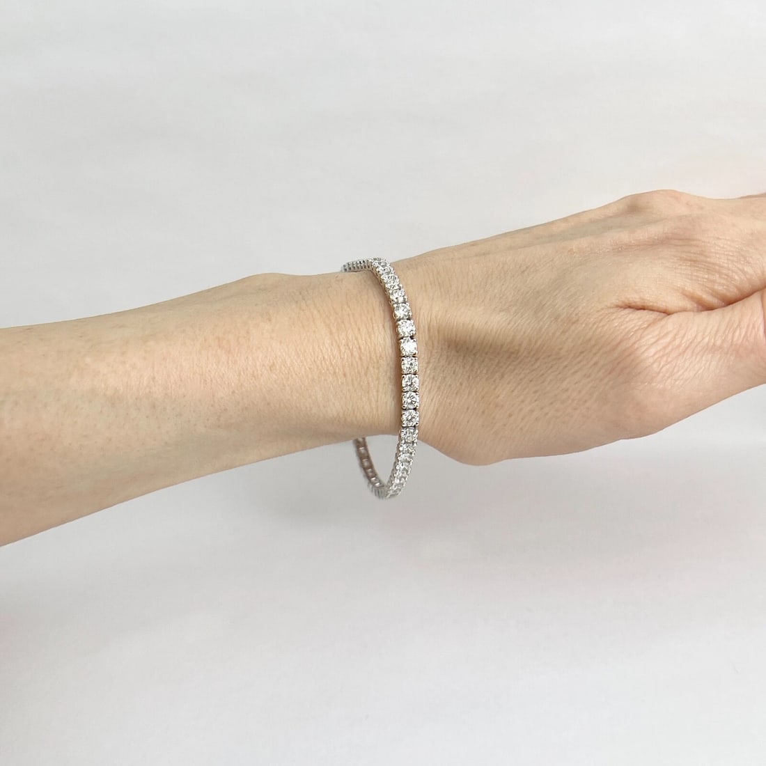 Round Diamond Tennis Bracelet 14K White Gold, 7 Inches, 7.07 CTW - 4