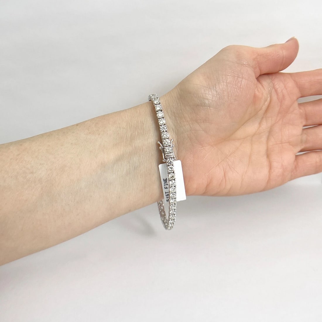 Round Diamond Tennis Bracelet 14K White Gold, 7 Inches, 7.07 CTW - 5