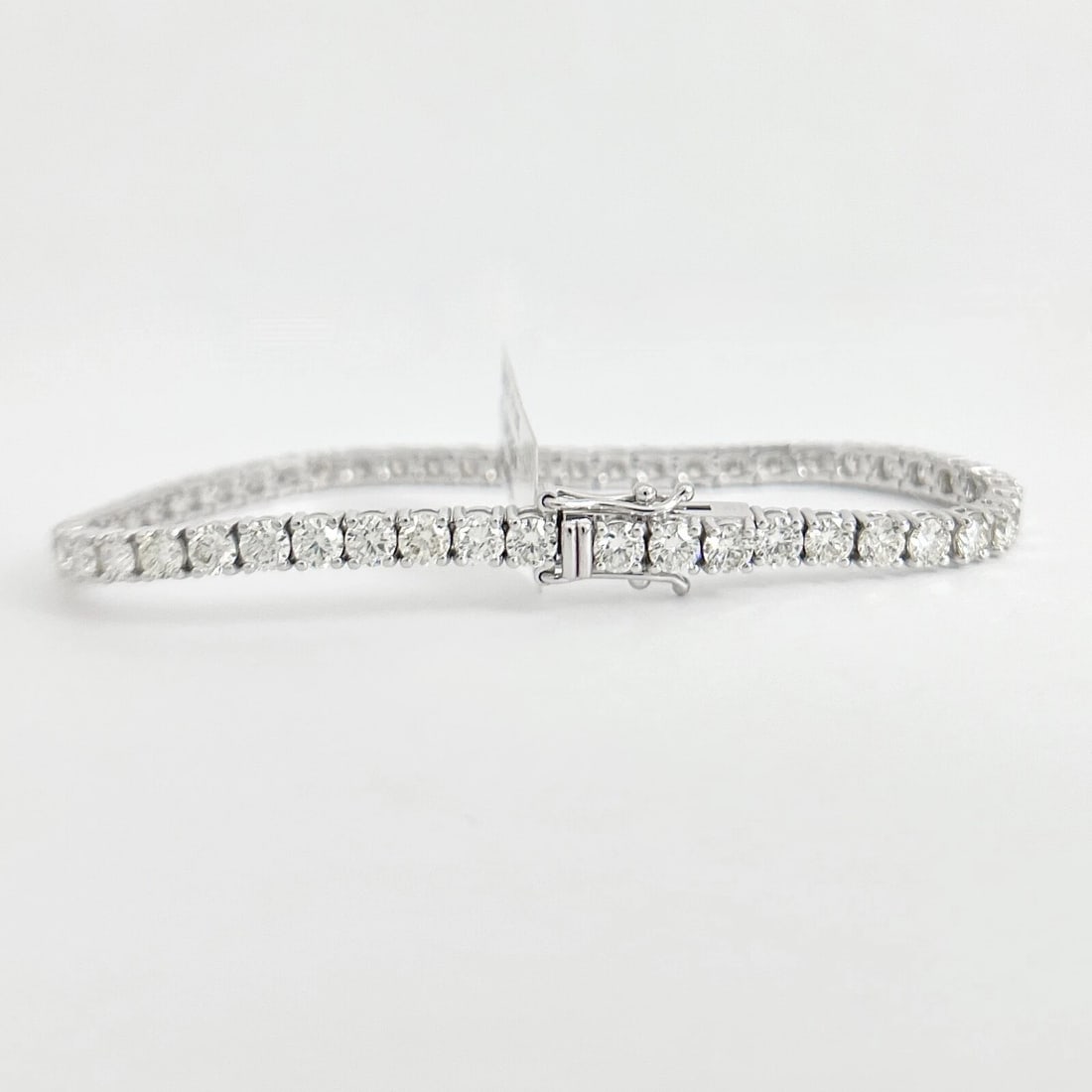 Round Diamond Tennis Bracelet 14K White Gold, 7 Inches, 7.07 CTW - 7