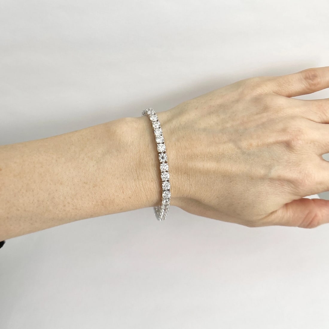 Round Diamond Tennis Bracelet 14K White Gold, 7 Inches, 12.19 CTW - 3
