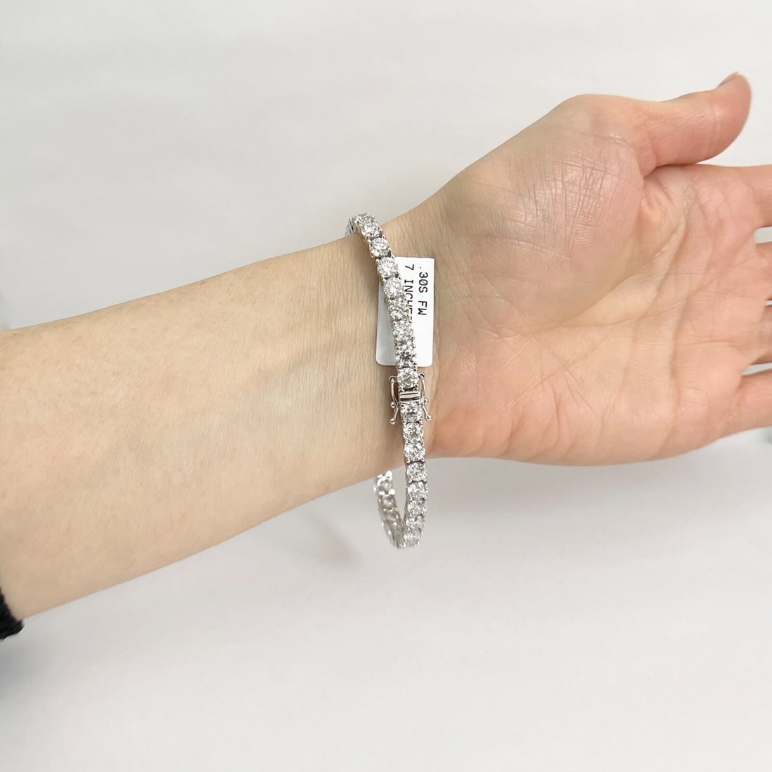 Round Diamond Tennis Bracelet 14K White Gold, 7 Inches, 12.19 CTW - 5