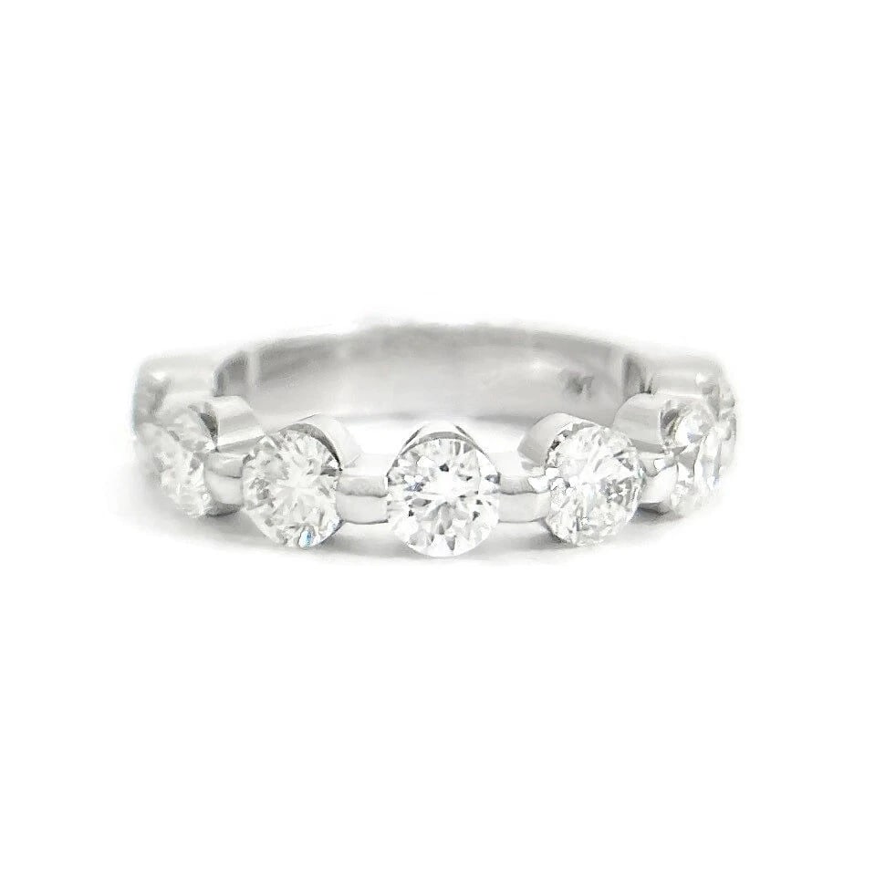 7-Stone Round Diamond Single Prong Wedding Band Ring 14K White Gold 1.76 CTW: 7-Stone Round Diamond Single Prong Wedding Band Ring 14K White Gold 1.76 CTW This is a lovely ring that can be worn as a wedding band, anniversary ring or statement ring. Don't hesitate to ask any que