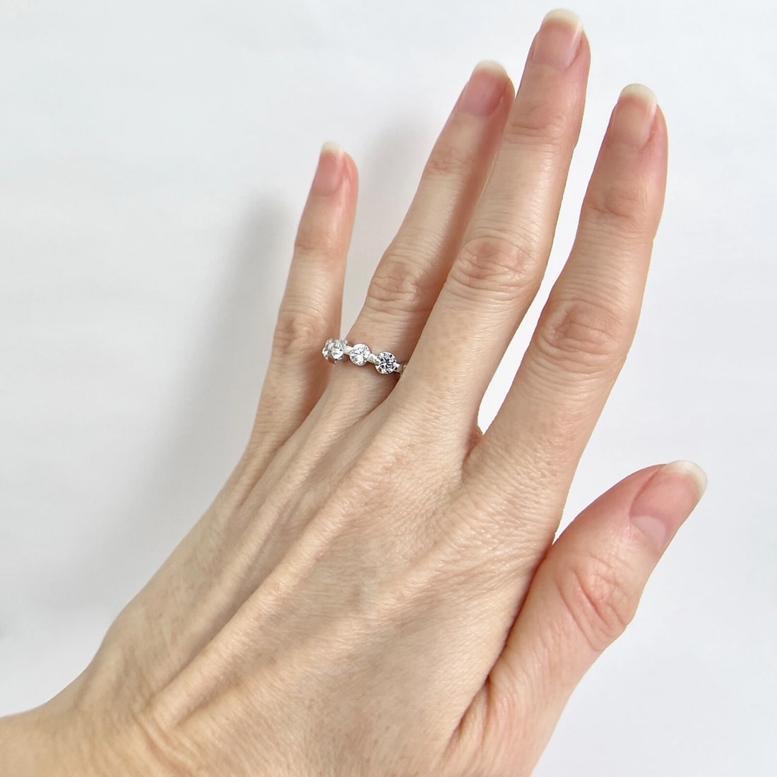 7-Stone Round Diamond Single Prong Wedding Band Ring 14K White Gold 1.76 CTW - 5