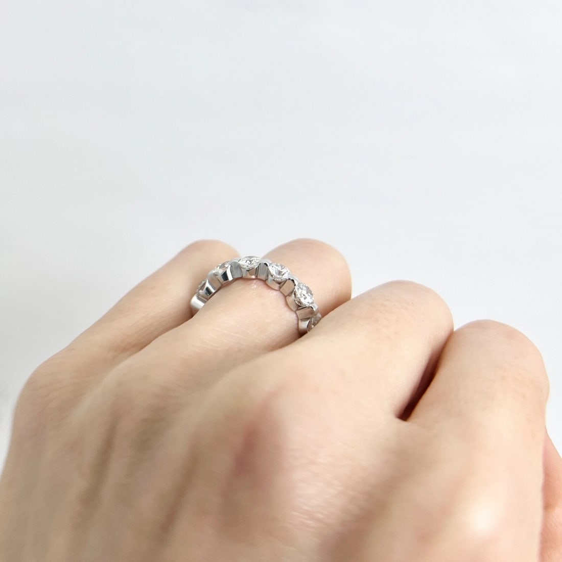 7-Stone Round Diamond Single Prong Wedding Band Ring 14K White Gold 1.76 CTW - 6