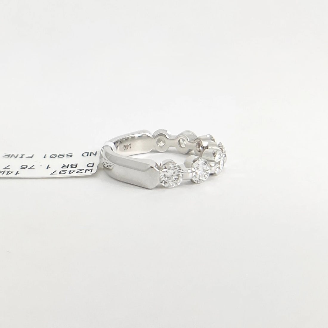 7-Stone Round Diamond Single Prong Wedding Band Ring 14K White Gold 1.76 CTW - 7
