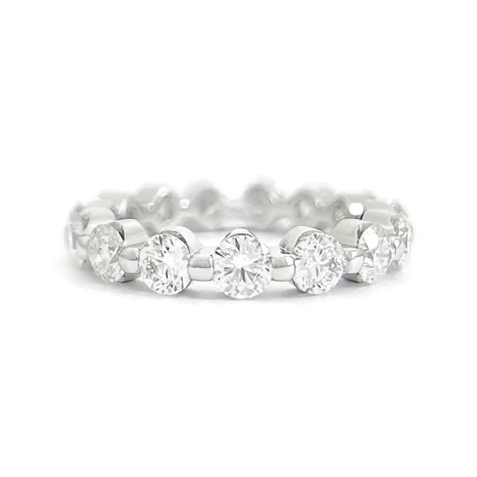 Round Diamond Single Prong Eternity Ring Wedding Band 14K White Gold 2.65 CTW: Round Diamond Single Prong Eternity Ring Wedding Band 14K White Gold 2.65 CTW This is a lovely ring that can be worn as a wedding band, anniversary ring or statement ring. Don't hesitate to ask any