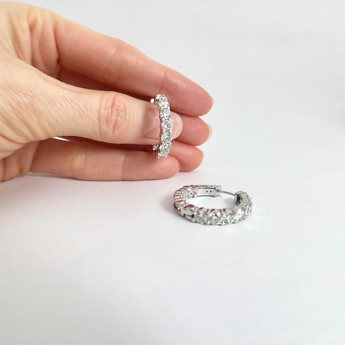 Inside-Out Diamond Hoop Earrings 14K White Gold 5.91 CTW - 3