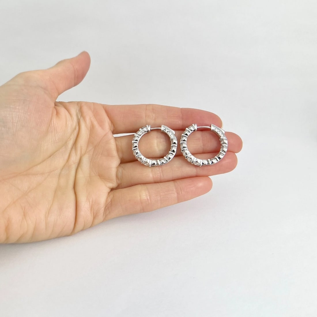 Inside-Out Diamond Hoop Earrings 14K White Gold 5.91 CTW - 5