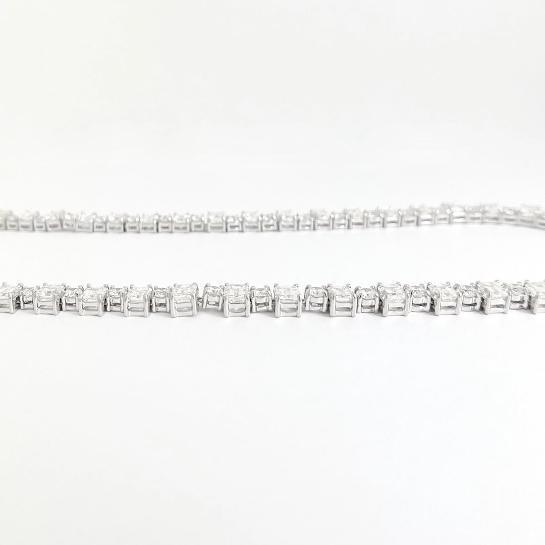 Emerald Cut Round Diamond Tennis Statement Necklace Platinum, 21.44 CTW - 5