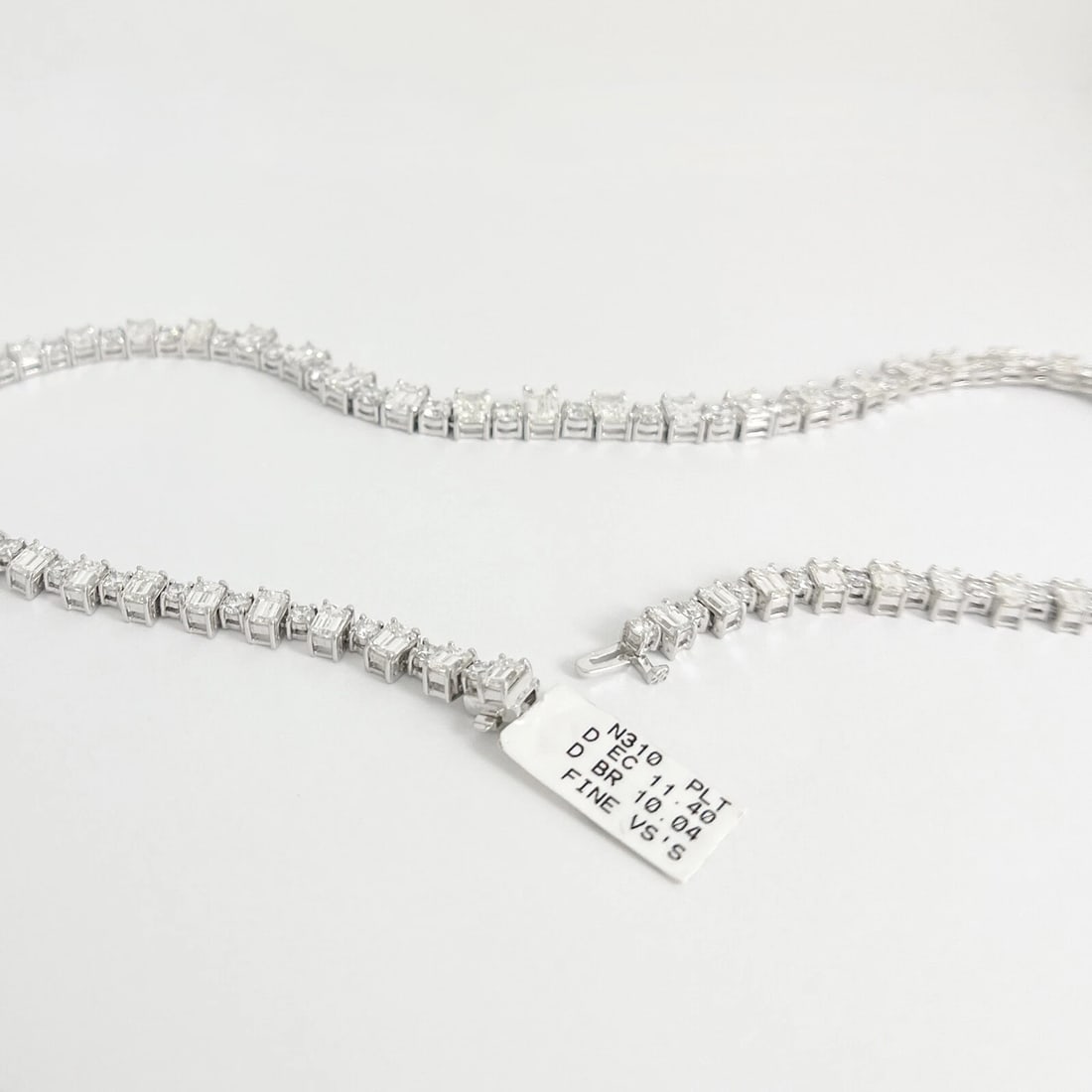 Emerald Cut Round Diamond Tennis Statement Necklace Platinum, 21.44 CTW - 6