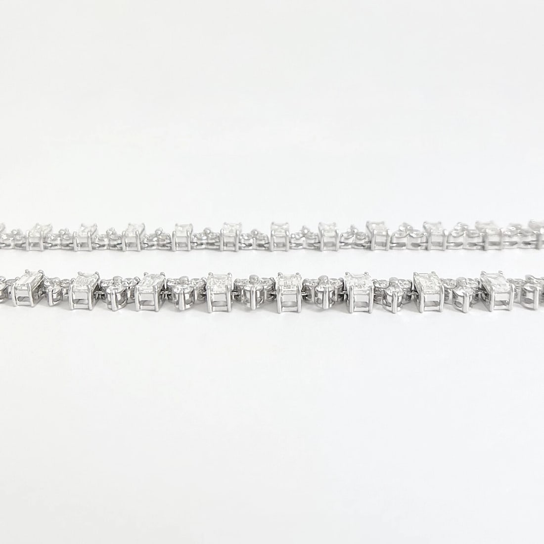 Emerald Cut Diamond Cluster Tennis Statement Necklace Platinum, 30.30 CTW - 5
