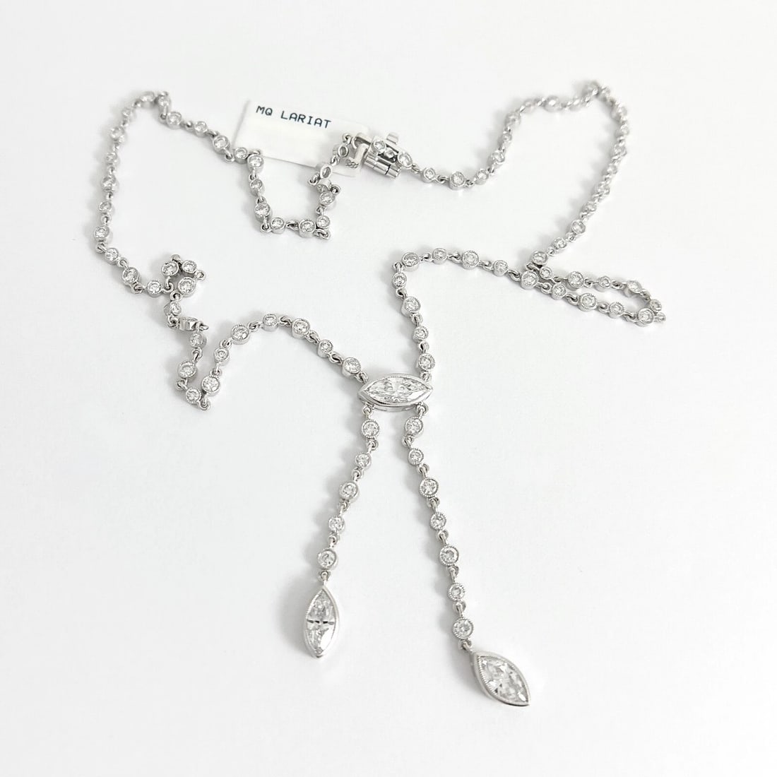 Marquise Diamond Pendant Lariat Y-Drop Necklace 18K White Gold, 5.67 CTW - 6