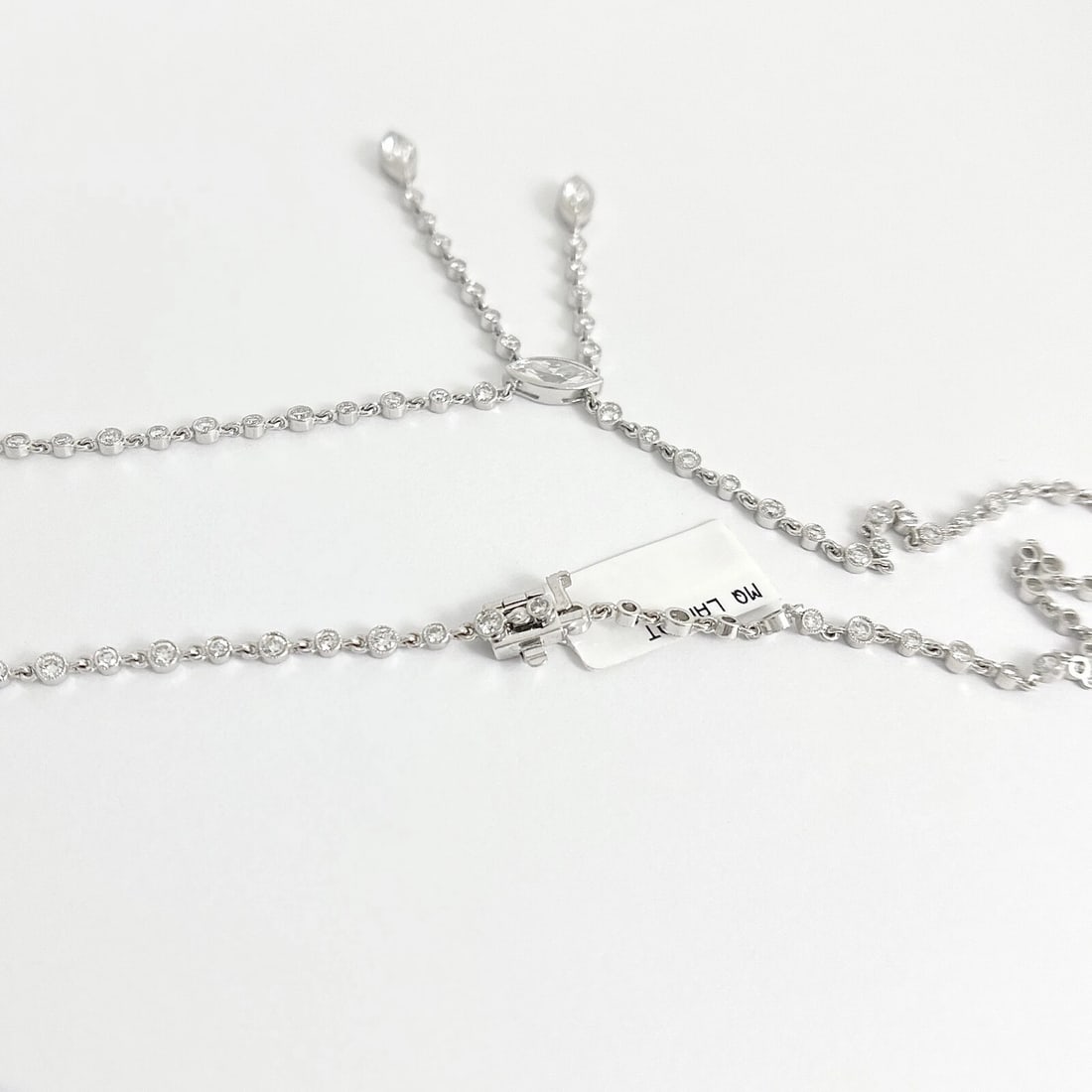Marquise Diamond Pendant Lariat Y-Drop Necklace 18K White Gold, 5.67 CTW - 8