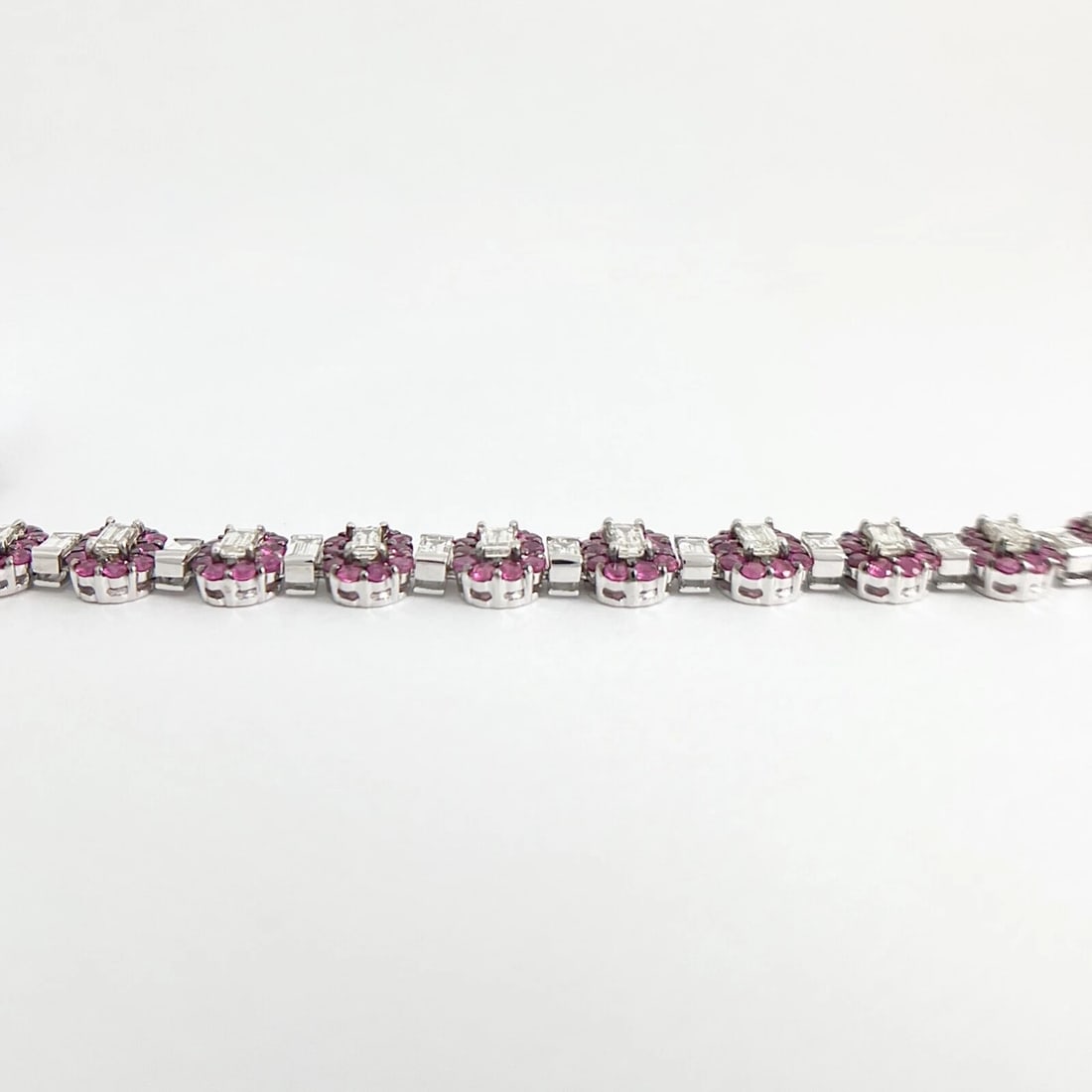 Pink Tourmaline Emerald Cut Diamond Halo Fancy Necklace 18K White Gold 26.98 CTW - 5