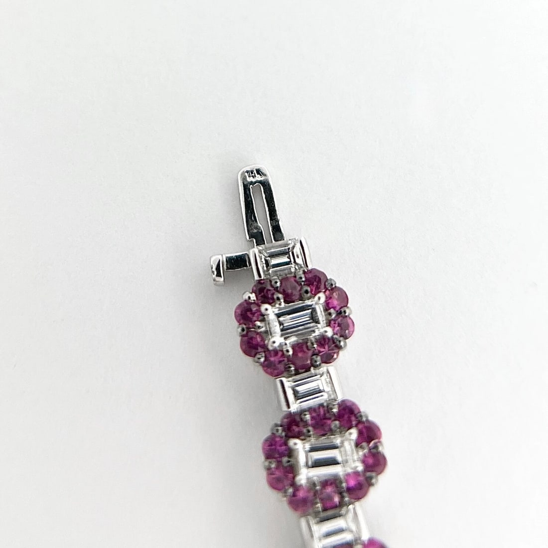 Pink Tourmaline Emerald Cut Diamond Halo Fancy Necklace 18K White Gold 26.98 CTW - 7