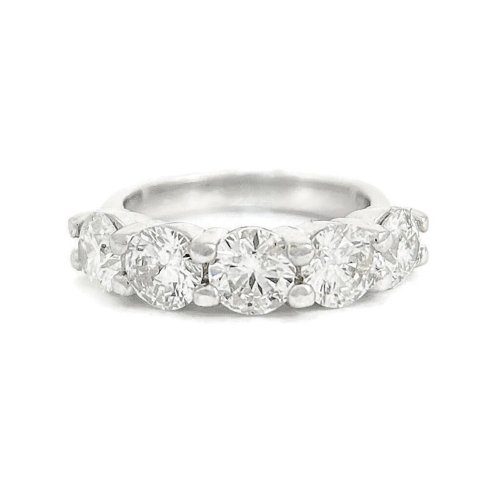 5-Stone Round Diamond Wedding Band Anniversary Ring 14K White Gold, 2.85 CTW: 5-Stone Round Diamond Wedding Band Anniversary Ring 14K White Gold, 2.85 CTW This is a lovely ring that can be worn as a wedding band, anniversary ring or statement ring. Don't hesitate to ask any