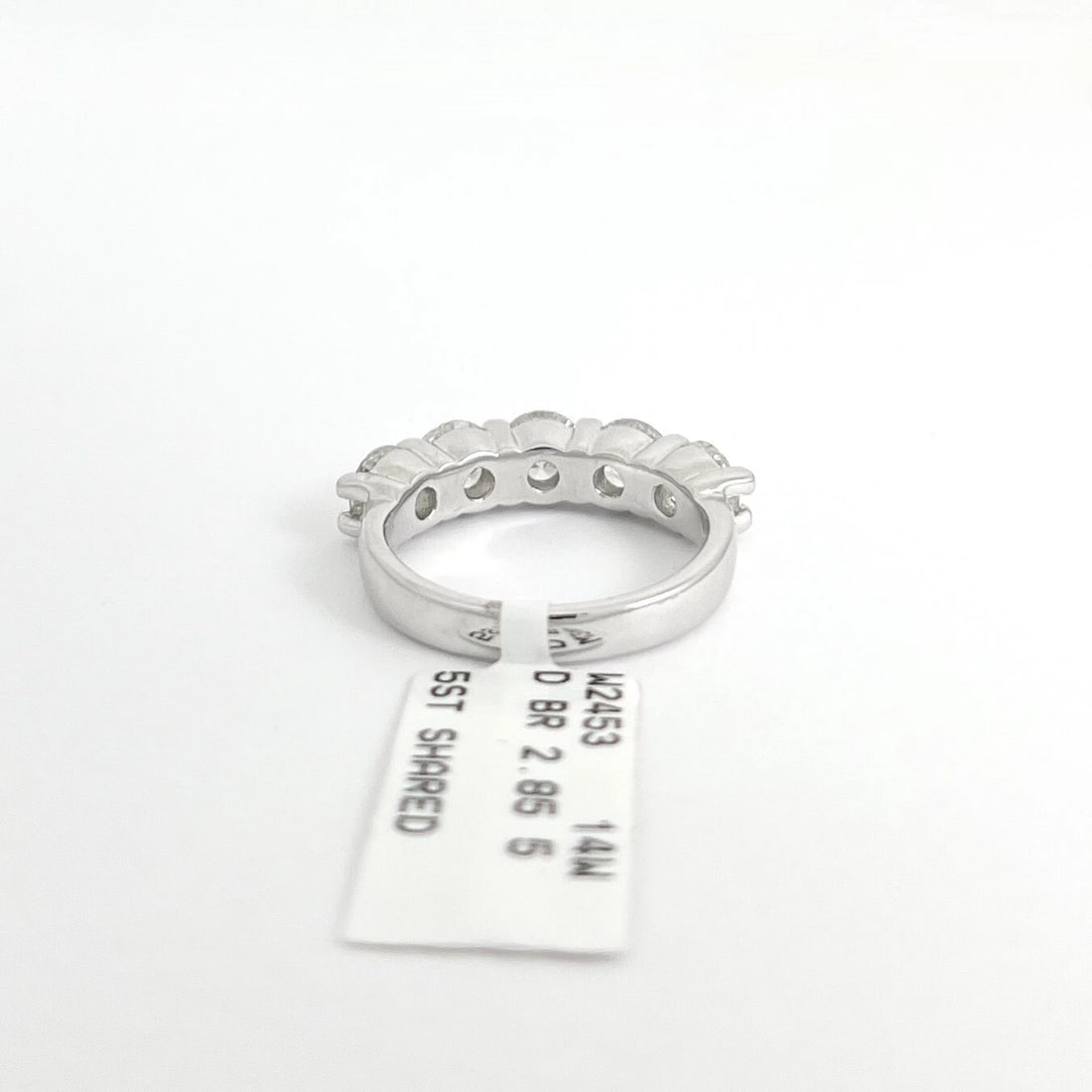 5-Stone Round Diamond Wedding Band Anniversary Ring 14K White Gold, 2.85 CTW - 3