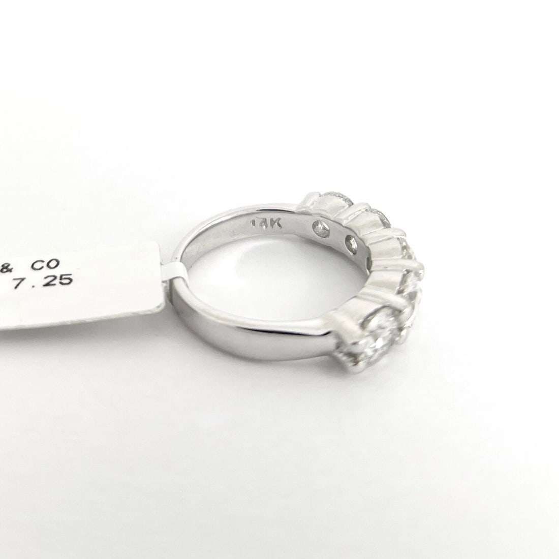 5-Stone Round Diamond Wedding Band Anniversary Ring 14K White Gold, 2.85 CTW - 4
