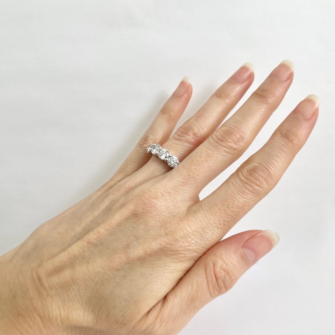5-Stone Round Diamond Wedding Band Anniversary Ring 14K White Gold, 2.85 CTW - 8