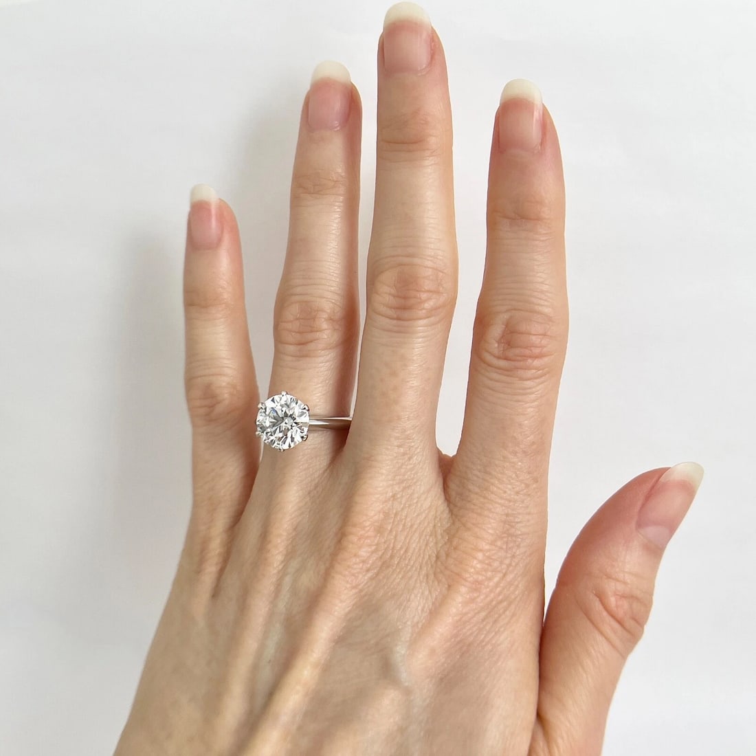 GIA Certified Round Diamond Solitaire Engagement Ring Platinum, 3.00 CT - 2