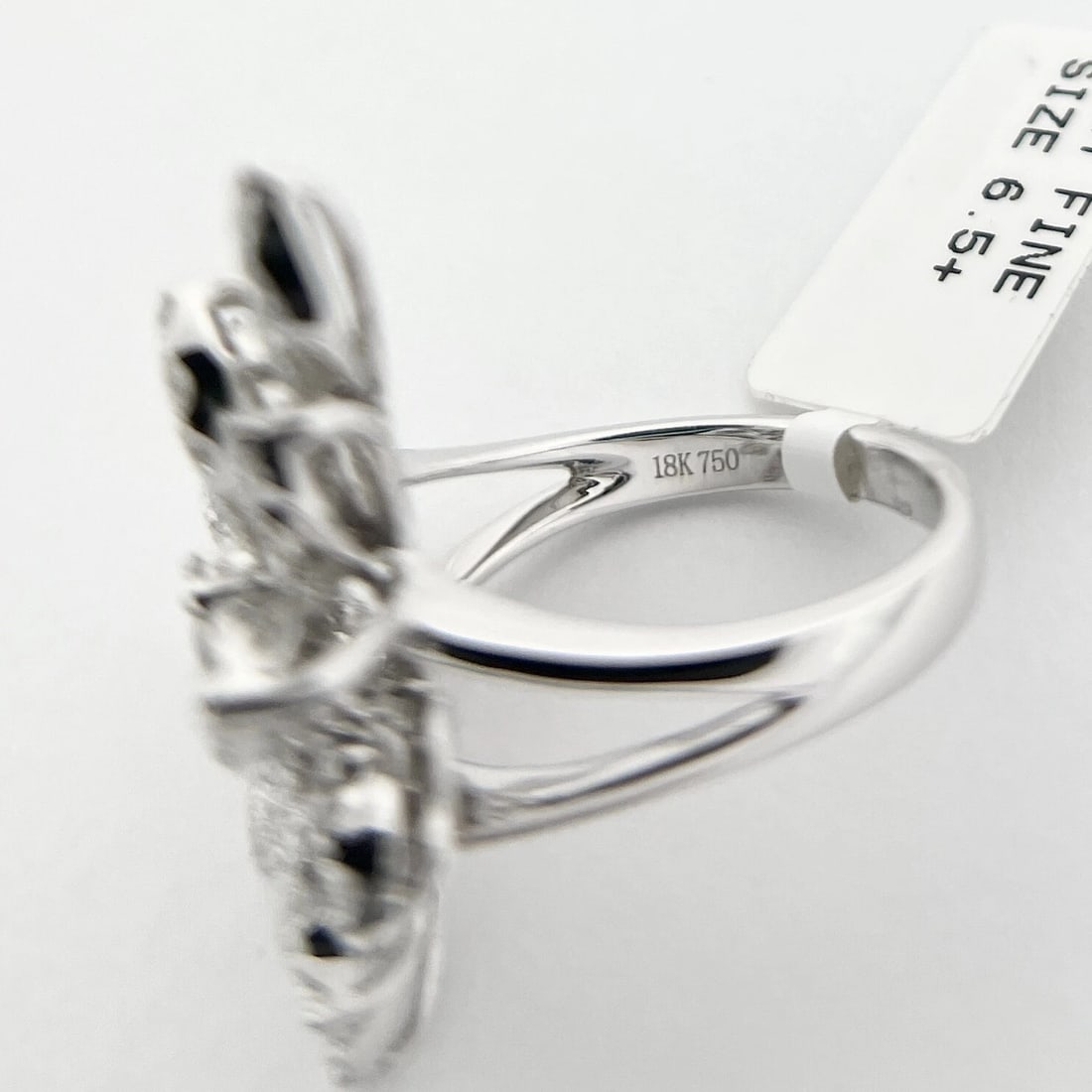 Large Pave Diamond Petal Flower Cocktail Ring 18K White Gold, 2.51 CTW - 10