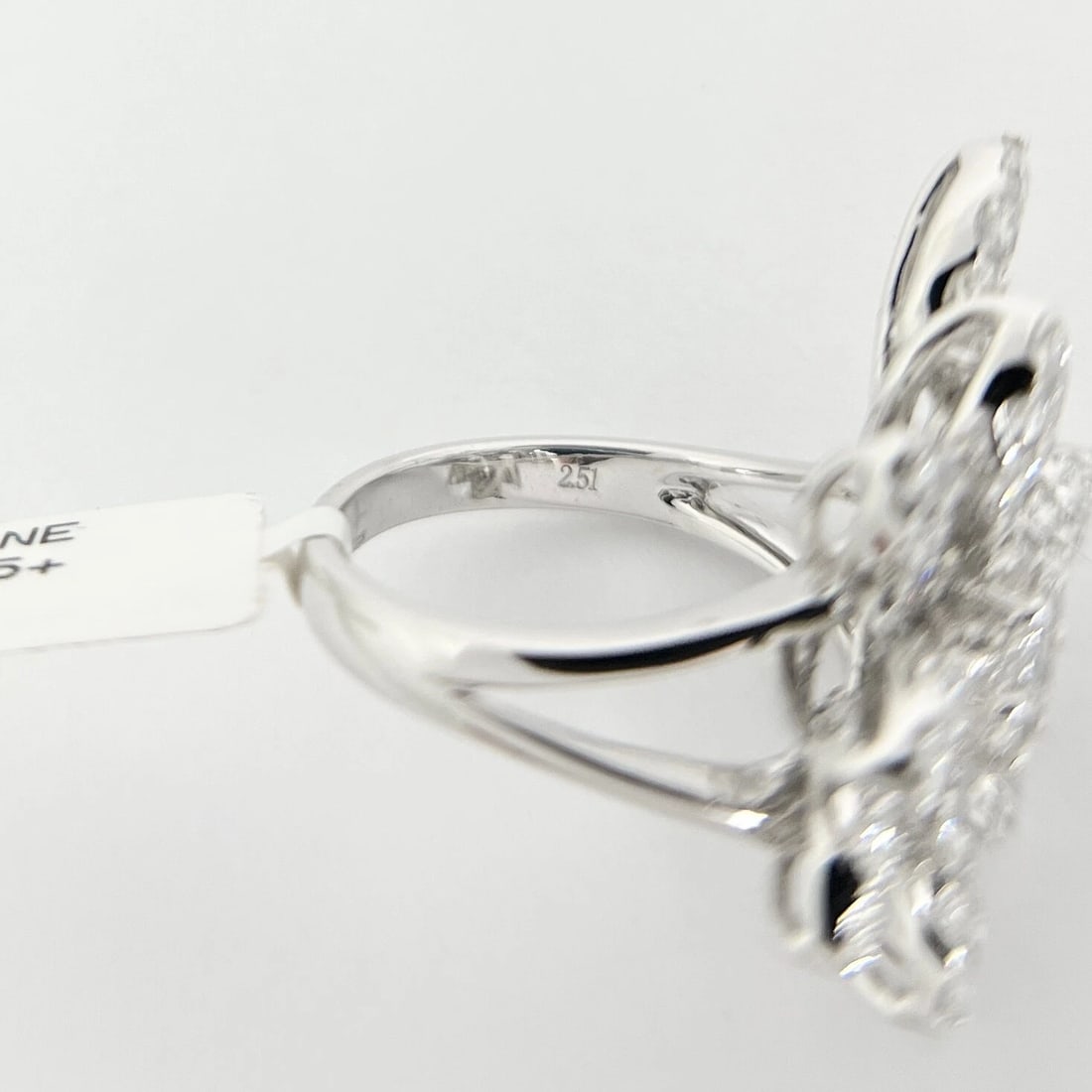 Large Pave Diamond Petal Flower Cocktail Ring 18K White Gold, 2.51 CTW - 9