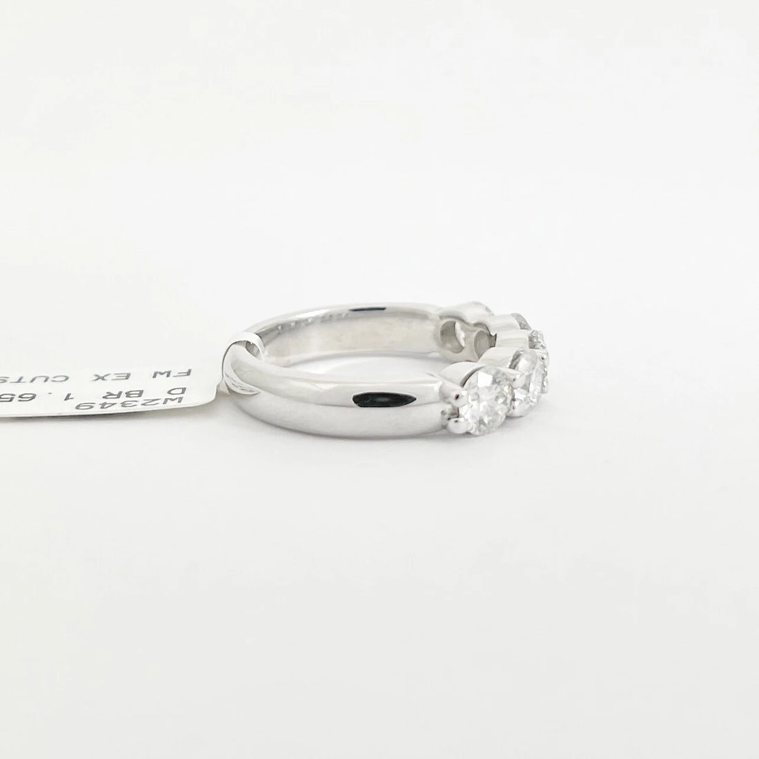 5-Stone Round Diamond Wedding Band Anniversary Ring 14K White Gold, 1.65 CTW - 6