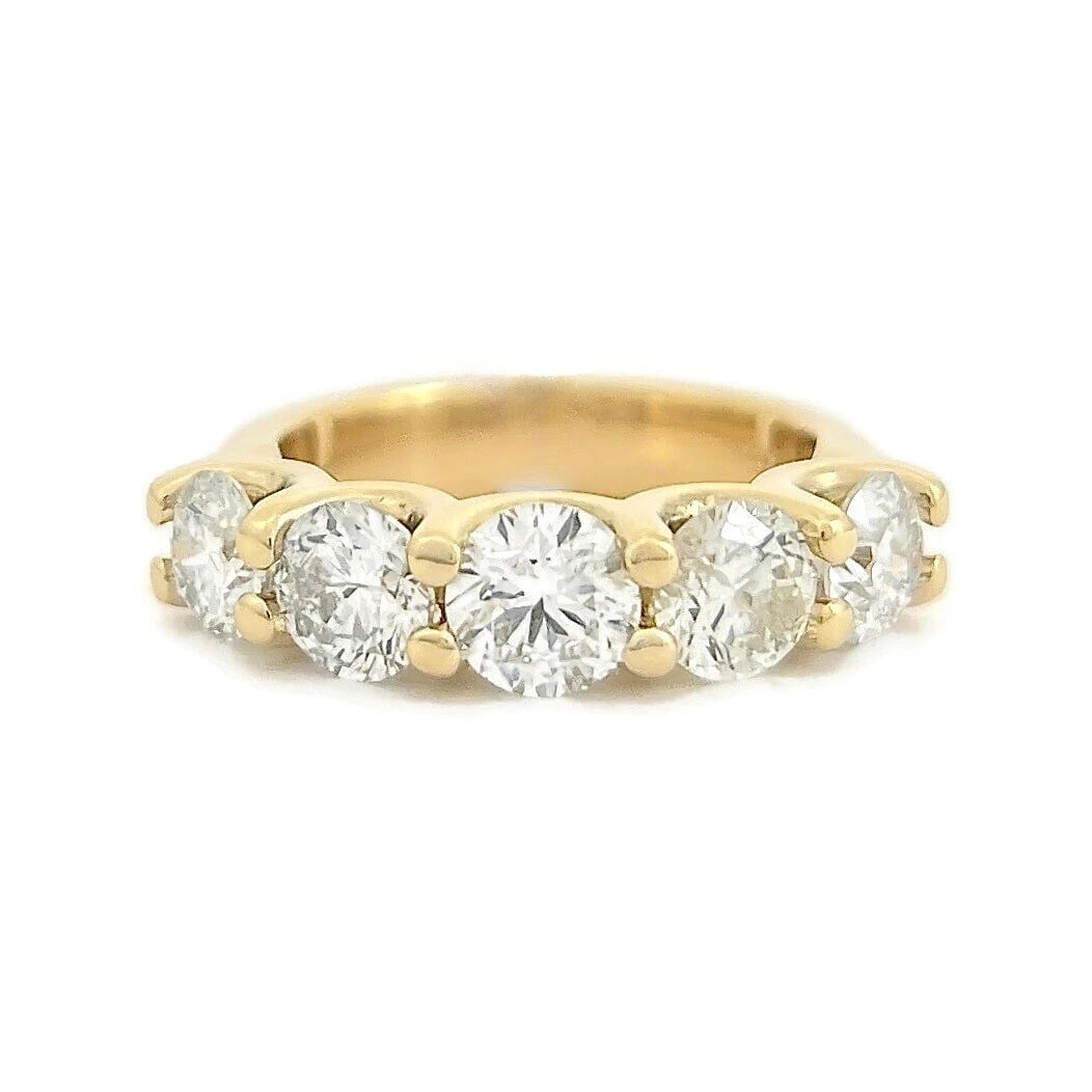 5-Stone Round Diamond Wedding Band Anniversary Ring 14K Yellow Gold, 2.65 CTW: 5-Stone Round Diamond Wedding Band Anniversary Ring 14K Yellow Gold, 2.65 CTW This is a lovely ring that can be worn as a wedding band, anniversary ring or statement ring. Don't hesitate to ask any qu