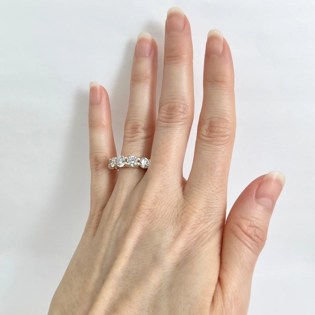 5-Stone Round Diamond Wedding Band Anniversary Ring 14K Yellow Gold, 2.65 CTW - 2