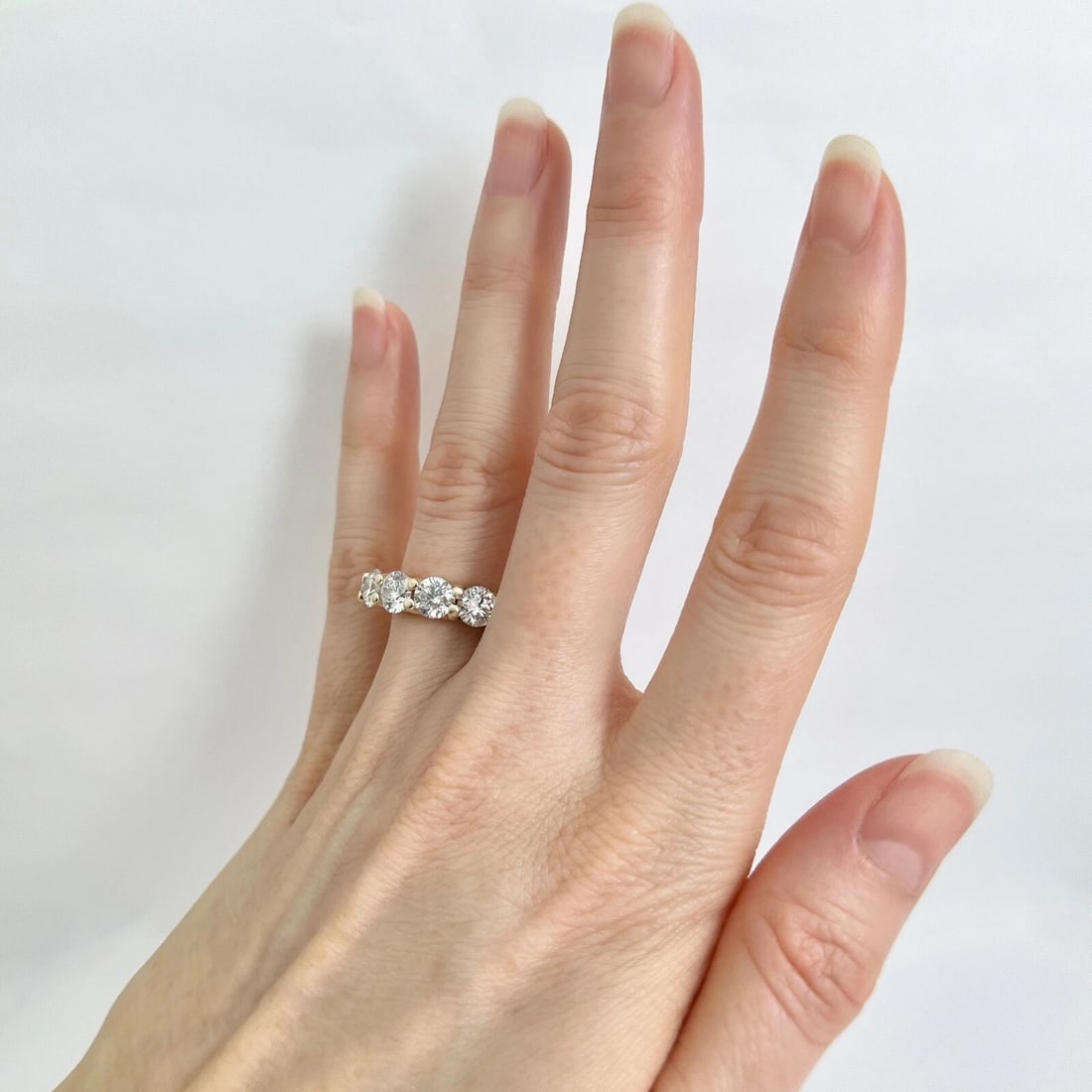5-Stone Round Diamond Wedding Band Anniversary Ring 14K Yellow Gold, 2.65 CTW - 3