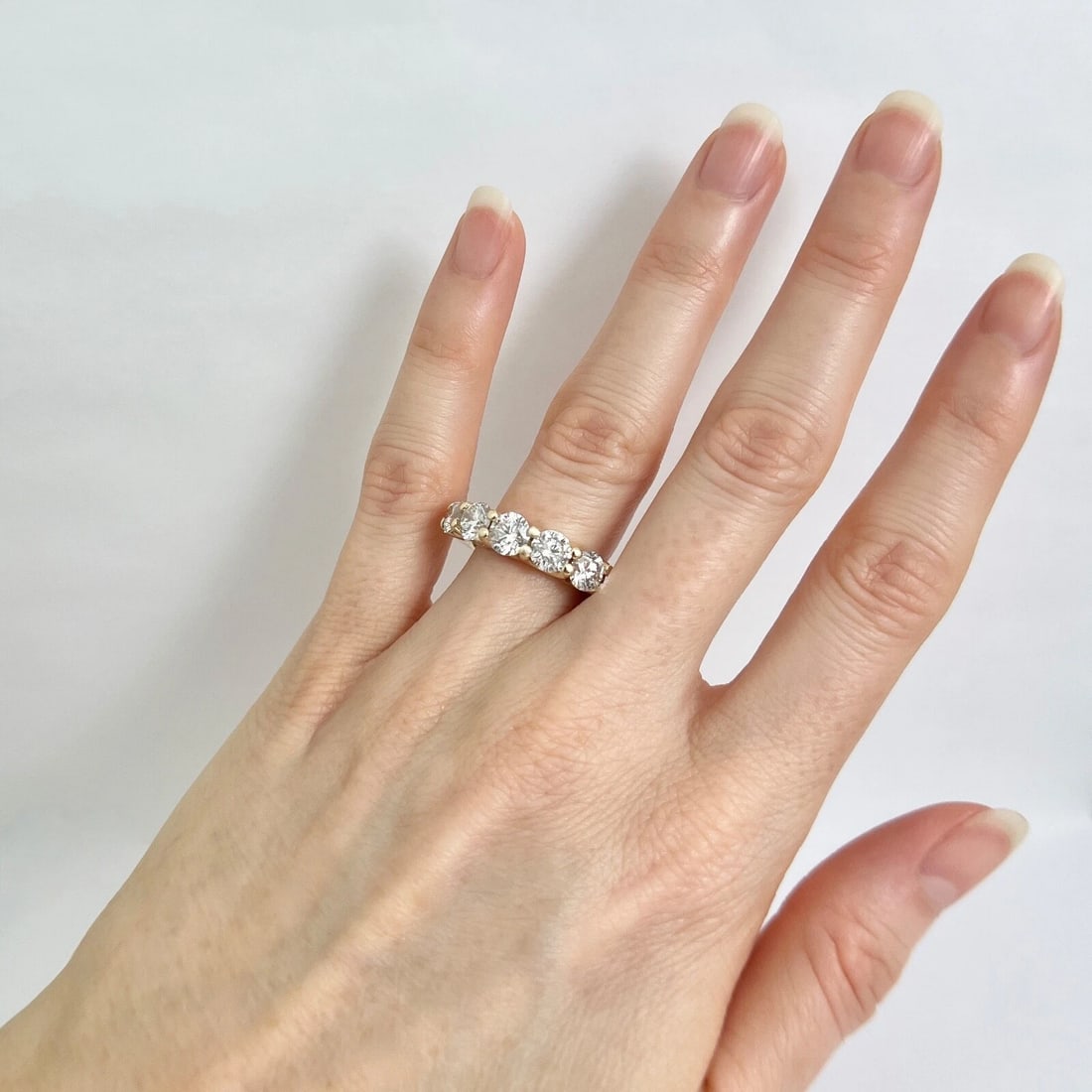 5-Stone Round Diamond Wedding Band Anniversary Ring 14K Yellow Gold, 2.65 CTW - 4