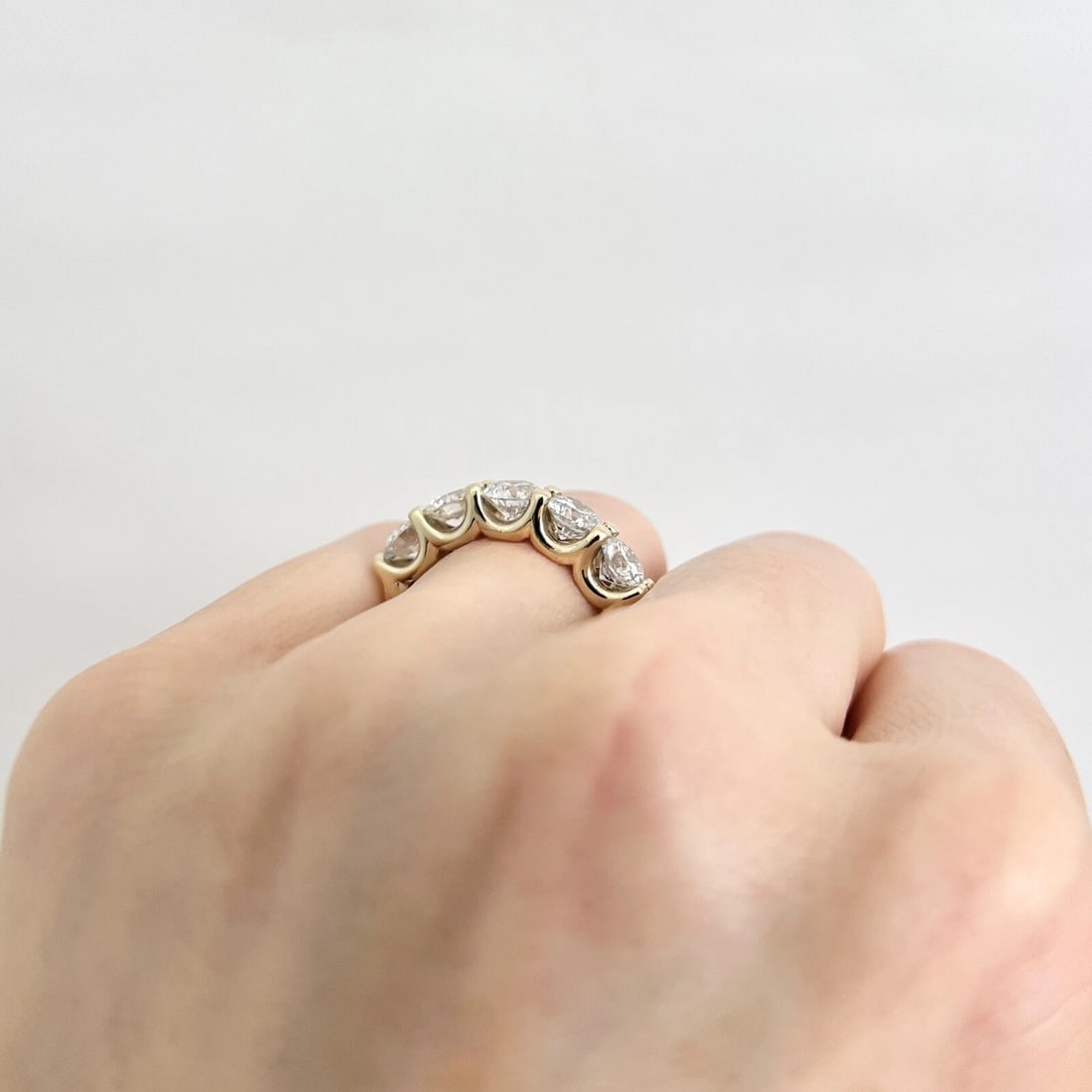 5-Stone Round Diamond Wedding Band Anniversary Ring 14K Yellow Gold, 2.65 CTW - 5
