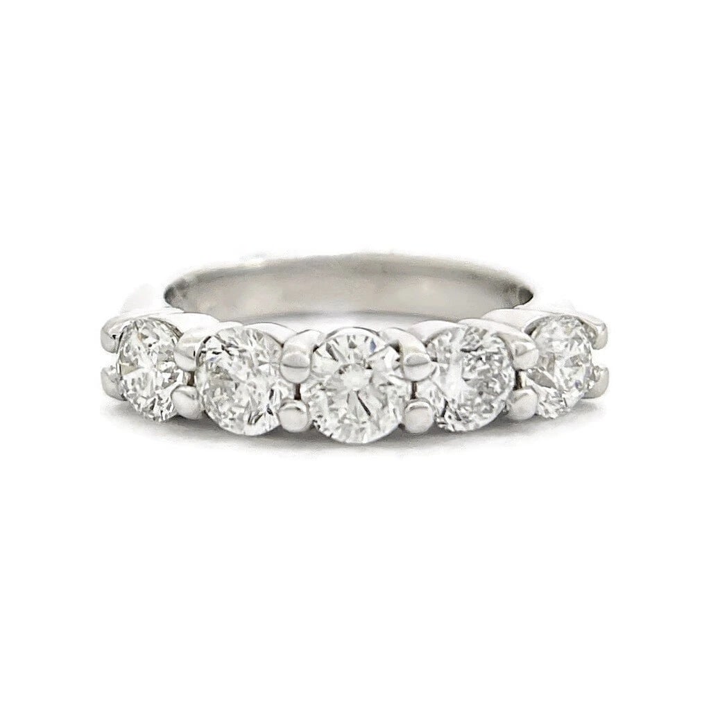5-Stone Round Diamond Wedding Band Anniversary Ring 14K White Gold, 1.75 CTW: 5-Stone Round Diamond Wedding Band Anniversary Ring 14K White Gold, 1.75 CTW This is a lovely ring that can be worn as a wedding band, anniversary ring or statement ring. Don't hesitate to ask any