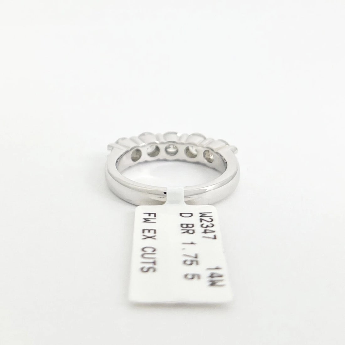 5-Stone Round Diamond Wedding Band Anniversary Ring 14K White Gold, 1.75 CTW - 6