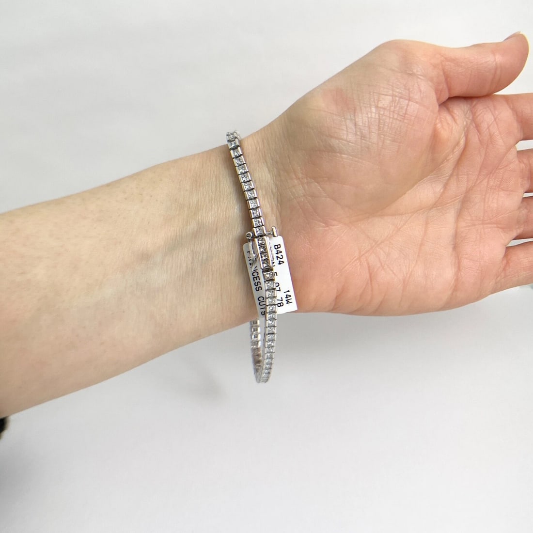 Princess Diamond Channel-Set Tennis Bracelet 14K White Gold, 5.07 CTW - 5
