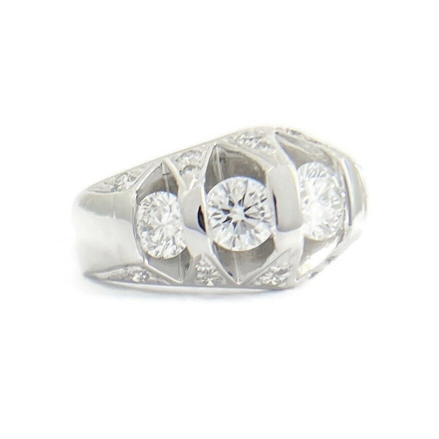 Wide Gemlock-Set Pave Diamond Dome Statement Ring Platinum 2.54 CTW (1 of 10)