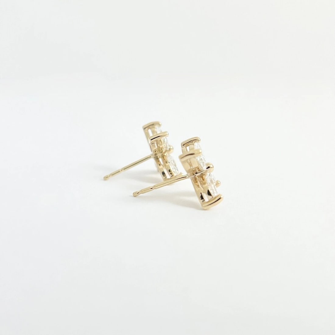 Marquise Diamond Flower Cluster Stud Earrings 14K Yellow Gold 1.15 CTW - 6