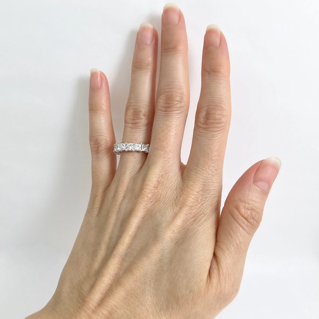Princess Cut Diamond Eternity Ring Wedding Band 14K White Gold 4.68 CTW - 3