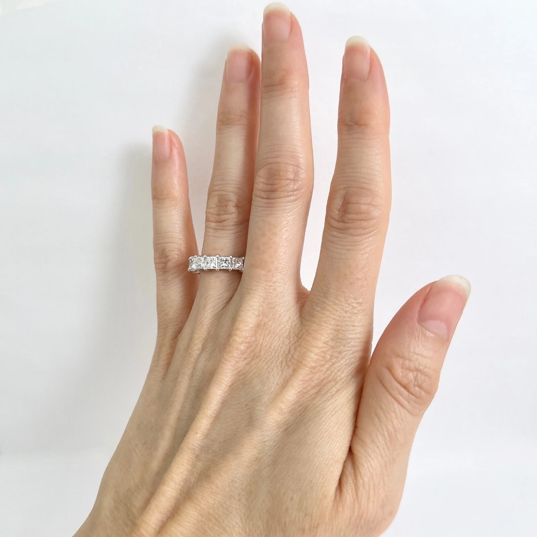 Princess Cut Diamond Eternity Ring Wedding Band 14K White Gold 4.68 CTW - 4