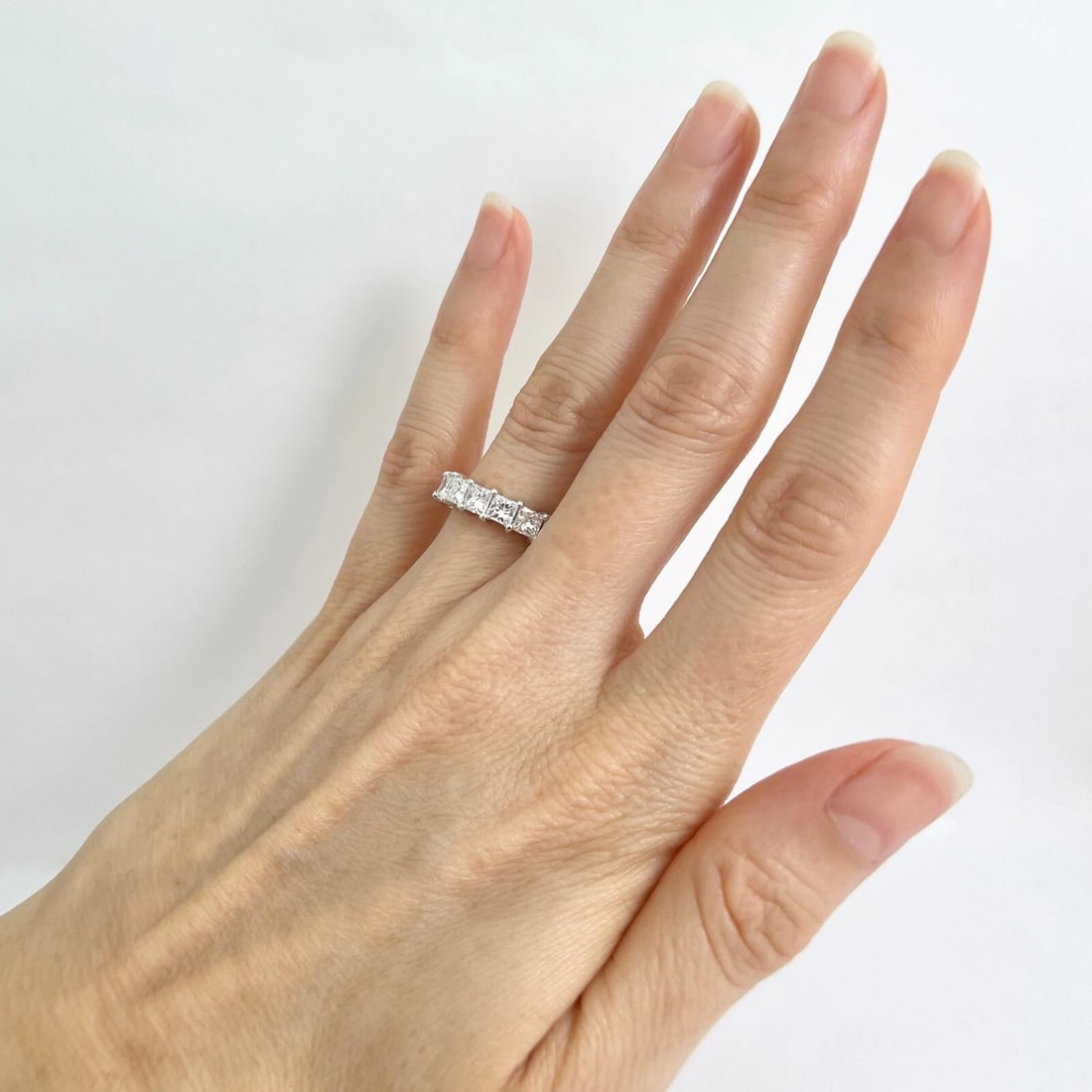 Princess Cut Diamond Eternity Ring Wedding Band 14K White Gold 4.68 CTW - 5