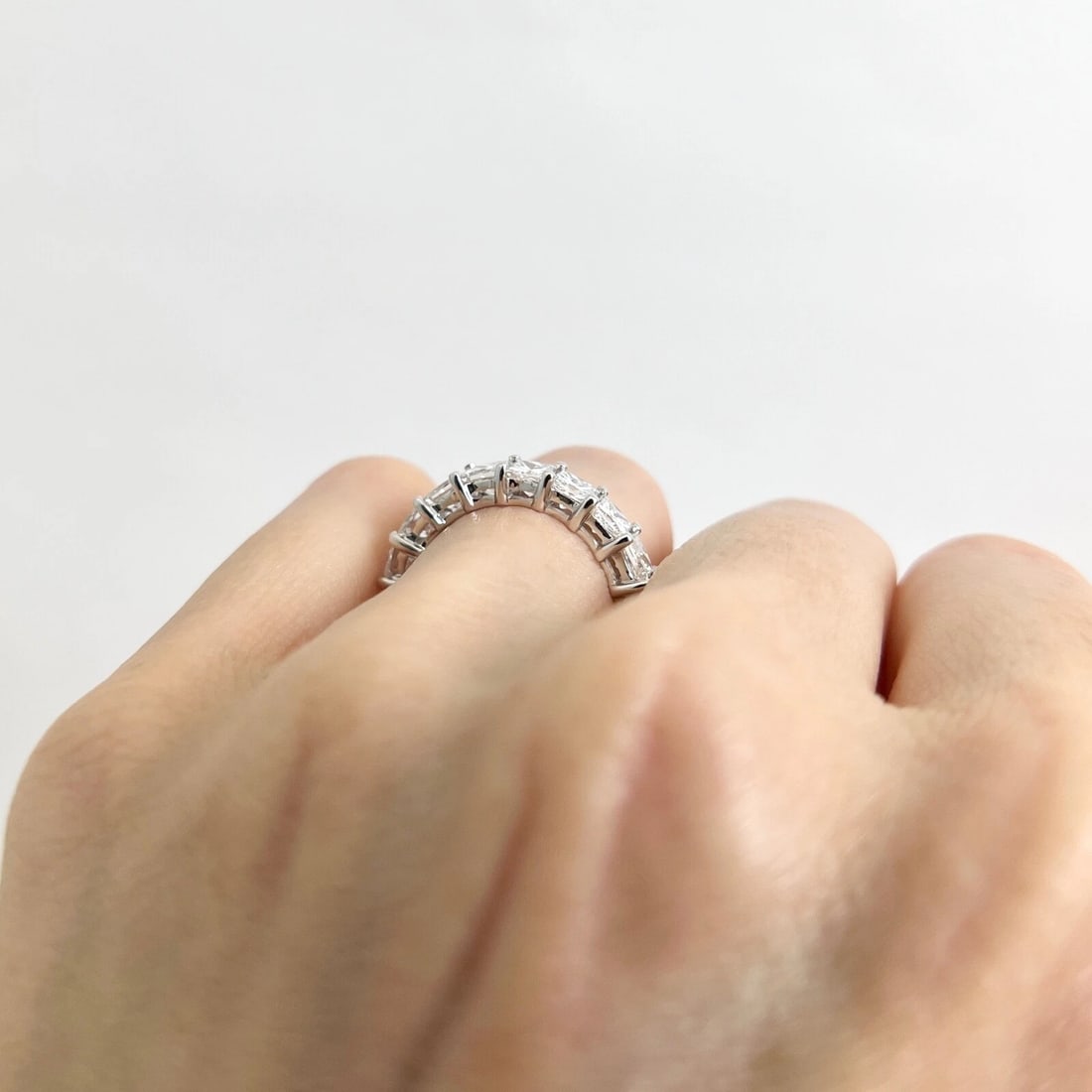 Princess Cut Diamond Eternity Ring Wedding Band 14K White Gold 4.68 CTW - 6
