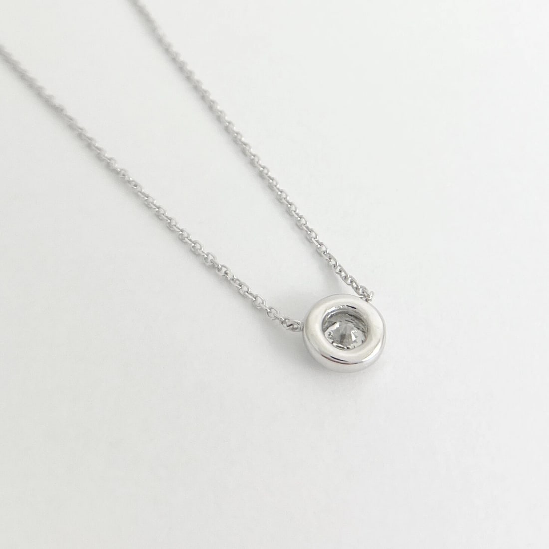 Round Bezel Solitaire Diamond Pendant Necklace 14K White Gold 1.00 CT - 6
