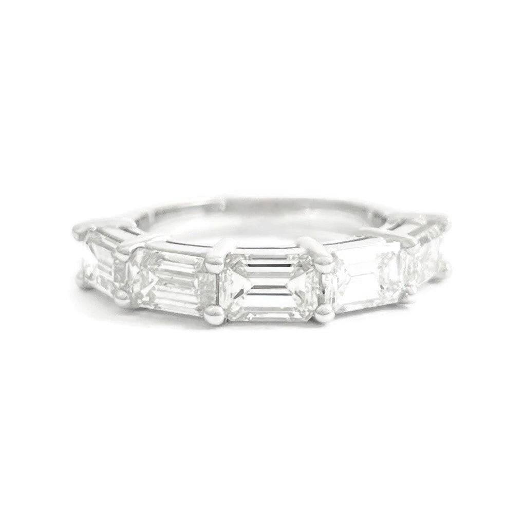 5-Stone Emerald Cut Diamond Wedding Band Anniversary Ring 14K White Gold: 5-Stone Emerald Cut Diamond Wedding Band Anniversary Ring 14K White Gold This is a lovely ring that can be worn as a wedding band, anniversary ring or statement ring. Don't hesitate to ask any