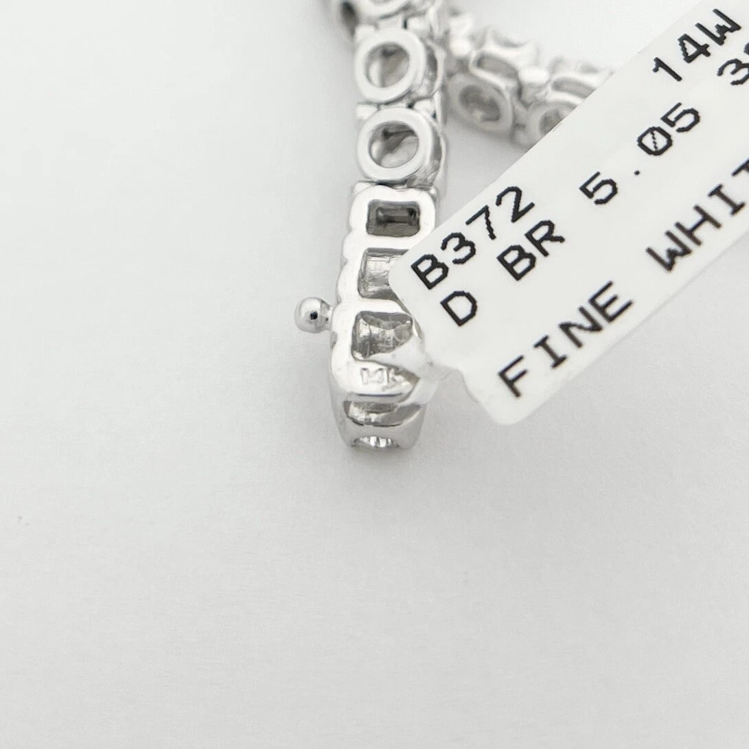 Round Diamond Tennis Bracelet 14K White Gold, 6.5 Inches, 5.05 CTW - 8